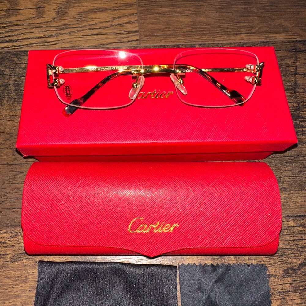 Cartier Glasses Rimless Clear Lens Model C Wire Frames